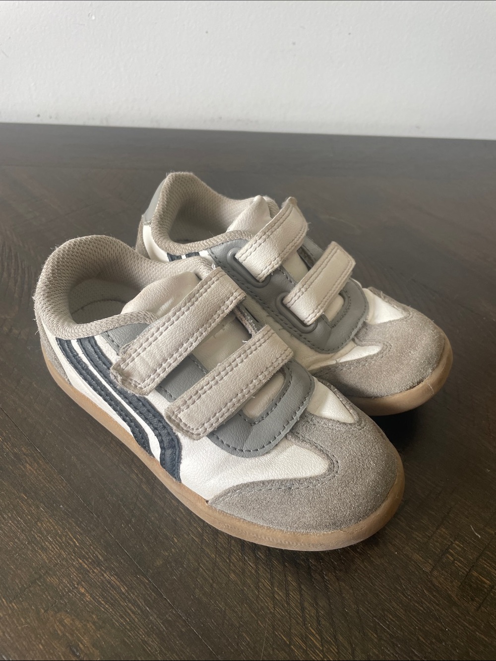 Cat & Jack Beige, Gray and White Hook-and-Loop Kids Sneakers